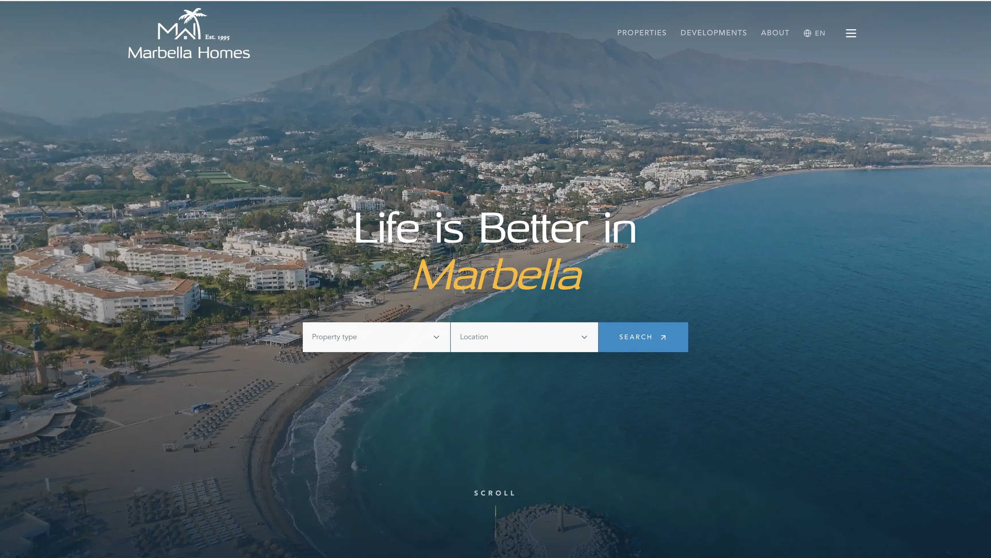 Marbella Homes — an estate agency website built by Estate Online